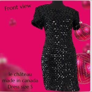 le chateau Black Sequin Dress size S